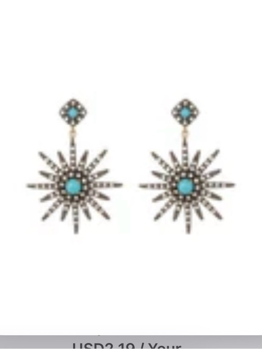 Turquoise Sunburst Drop Earrings - Women Jewelry